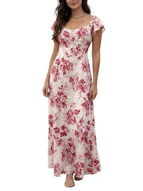 Reformation silk floral print satin maxi dress